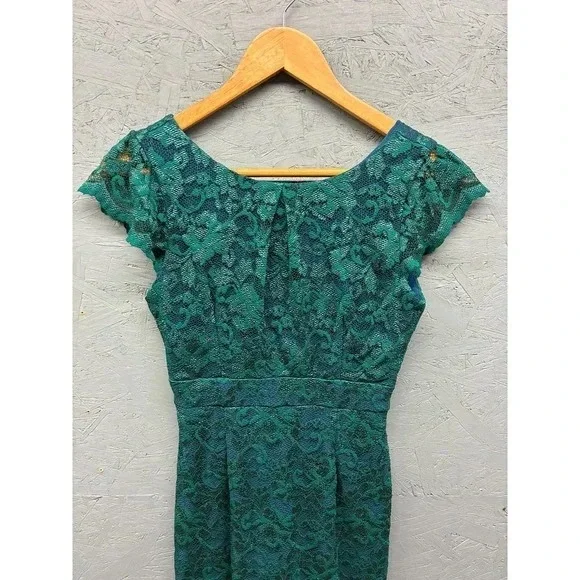 ABS Allen Schwartz Teal Lace Midi Dress - Picture 5 of 10